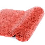 Walensee Bathroom Rug Non Slip Bath Mat for Bathroom (16 x 24, Iiving Coral) Water Absorbent Soft Microfiber Shaggy Bathroom Mat Machine Washable Bath Rug for Bathroom Thick Plush Rugs for Shower