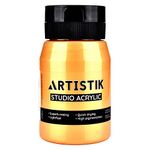 ARTISTIK Gold Acrylic Paint 500ml | Premium High-Pigmented with Full, Smooth Coverage | Fade-Proof, Long-Lasting & Versatile | Professional Quality Acrylic Paint for Artists (Gold)