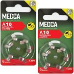 MEDca A10 Batteries - 12 Count Pack - 1.45V Zinc Air Yellow Tab Battery Button Coin Cell Batteries for Hearing Aids and Hearing Amplifiers, 10, P10, PR70, or ZL4