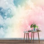 Sky Clouds Wall Stickers, Natural Scenery 3D Print Wall Mural, Peel and Stick Self-Adhesive Wallpaper Removable Large Sticker Office Living Room tv Background 140x100cm-PVC