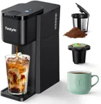 Tastyle Mini Hot and Iced Coffee Maker Single Serve, for K Cup and Ground, 6 to 14 Oz Brew Sizes, with Recipe Book, for Home, Travel, RV, Office and Dorm, Classic Black (2.0 Version)
