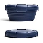 STOJO Collapsible Bowl - Denim Blue, 36oz - Reusable Silicone Bowl for Hot and Cold Food - Perfect for Travel, Meal Prep, To-Go Lunch, Camping & Hiking - Microwave & Dishwasher Safe