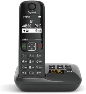 Gigaset AS690A - téléphone DECT sans fil avec répondeur - grand écran à haut contraste - excellente qualité audio - profils sonores réglables - fonction mains libres - protection des appels, noir