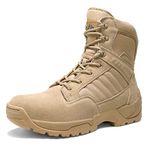 NORTIV 8 Men'sWork Boots Side Zipper Mid Ankle Outdoor Motorcycle Combat Bootie Sand Size 12 US/11 UK Desert