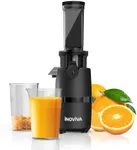 Cold Press Juicer, INOVIVA Masticating Juicer Machines Compact, Slow Juicer with 70 RPM Low Speed, Juice Maker for Vegetable & Fruit, Portable Juice Extractor High Juice Yield & Easy to Clean, Black