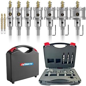 9 Pcs TCT Hole Saw Drill Bit Set, 3/4” to 2” Heavy-Duty Tungsten Carbide Hole Saw Kit for Stainless Steel Hard Metal Plastic Wood, 1” Cut Depth, with Detachable Pilot Drill Bits, Allen Wrench
