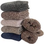 Mens Heavy Thick Wool Socks - Soft Warm Comfort Winter Crew Socks (Pack of 3/5),Multicolor,One Size 7-12, Multi-5pack Super Thick, One Size