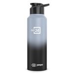 Go24 pexpo Water Bottle 750ml Stainless Steel Sports/Fridge Bottle with Sipper Cap | 1-Year Warranty | Single Wall | For Home, Office, Travelling | Lightweight | Craft Pro | Grey-Knight Black Ombre