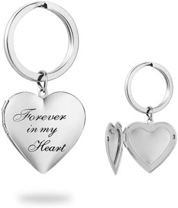 PHOCKSIN Locket keychain Cute Heart Locket that holds Pictures Photo Picture Keychain Gifts for Men Women Girls Lockets, Silver, Small