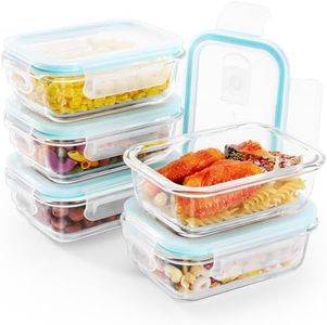 Feshory 5 Pack Small Airtight Glass Food Storage Containers with Plastic Lids (370ML/12.5Oz) - Glass Meal Prep Food Containers, Lunch Box for Kitchen Storage & Organisation