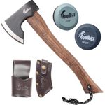 BarkBlitz 15" Camping Hatchet Axe - Camping Axe with 1045 High Carbon Steel - Hatchet Axe with Sheath - Bushcraft Axe with Beech Handle - Splitting Hatchet for Chopping Wood - Hatchet Axe for Camping