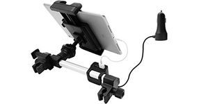 Macally HRMOUNTPRO4UAC, dual mode Car Seat Headrest Mount with USB Car Charger for all iPad & tablet PCs up to 25 cm width