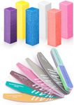 Nail Files and Buffers - 13 PCS Professional Manicure Tools Kit, 6 Pcs Grit Double Sided Nail Files for Acrylic Dip Nails, 6 Pcs Four Sided 120 Grit Nail Buffer Block, 7 Ways Buffer Block for Home Salon