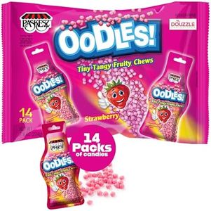 DOUzzle Graduation Treats - Oodles Strawberry Tiny Tangy Fruity Chews Mix (12 Count, Pack of 1) Individually Wrapped, Party Favor, Goodie Bag & Pinata Filler - Kosher Parve