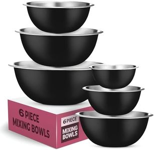 Stainless Steel Mixing Bowls (Set of 6) Stainless Steel Mixing Bowl Set - Easy To Clean, Nesting Bowls for Space Saving Storage, Great for Cooking, Baking, Prepping