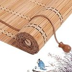 Retro Bamboo Blinds,Natural Bamboo Roller Blinds,Roman Blinds,Bamboo Wooden Roll Up Blinds,Window Sun Blade Privacy Drape,Decorative Curtain,for Indoor/Outdoor,Custom,WxH (130x120cm(51x47in))