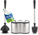 UMIEN Toilet Brush and Plunger Set - Updated 2025 Stainless Steel Plunger and Toilet Brush Combo with Freestanding Canister - Bathroom Cleaning Accessories