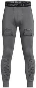 Under Armour Boys Hockey Fitted Leggings, (025) Castlerock / / Black, Medium