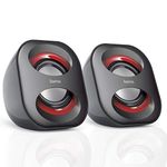 Hama Sonic Mobil 183 Notebook Speaker, black/red | USB3.0 3.5 mm Jack, 3 Watt Active Speakers| Black/Red