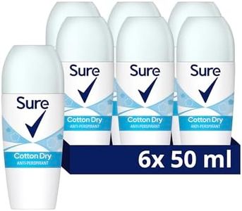 Sure Cotton Dry Anti-Perspirant Roll On Women's Deodorant with a scent of fresh cotton sheets for 48 hour sweat and odour protection 6x 50 ml