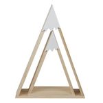 Amosfun 2pcs Wooden Mountain Shelf Triangle House Shelving Rustic Woodland Cabin Decor Wooden Snow Storage Shelf for Bedroom Living Room Kitchen Office, White, 39X20X8cm (15157699BEU)