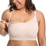 Gratlin Women's Nursing Bras Maternity Plus Size Breastfeeding Cotton Sleep Nursing Sports Bra Beige L