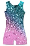 uideazone Gymnastics Leotards for Girls Flash Dance Unitards Biketards Kids Sparkly Quick Dry Blue Pink Bling Jumpsuits Rompers 4t 5t