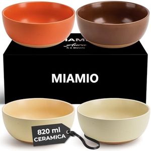 MIAMIO - Set di 4 ciotole per zuppa in ceramica da 750 ml/set di ciotole per cereali per insalata, farina d'avena, frutta, riso - Lavabile in lavastoviglie e adatto al microonde - Collezione Aura