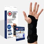 Doctor Developed Carpal Tunnel Wrist Brace Night & Wrist Support & Sleep Brace [Single] (with Splint) & Doctor Written Handbook - Fully Adjustable to Fit Any Hand (Left)