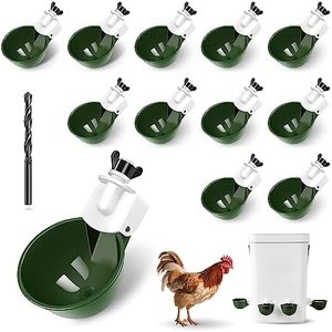 Chicken Water Cups 12 Pack, Automatic Filling Waterer Feeder Bowl, Gravity Poultry Watering System, Chicken Water Dispenser, Chicken Coop Accessories for Hens, Duck, Goose, Turkey (Green)