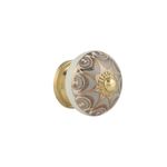 Rasiya Art Ceramic Cabinet Knob for Cupboards, Drawer, Cabinet, Doors and Furniture - Hand Painted Ceramic Pulls for Chest of Drawers Boho Decorative Handles - Grey Gold - Pack of 4