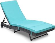 YITAHOME Wicker Chaise Lounge Outdoor PE Rattan Pool Lounge Chair with Adjustable Backrest and Removable Cushion & Wheels for Poolside Deck Balcony Lawn