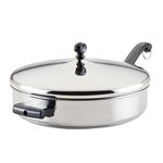 Farberware Classic Saute Pan/Frying Pan/Fry Pan with Lid and Helper Handle - 4.5 Quart, Silver