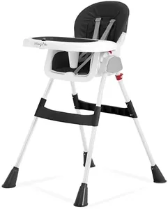 Dream On Me Portable 2-in-1 Tabletalk High Chair in Black, Three Adjustable Height Settings, Lightweight Portable High Chair, Easy to Clean and Removable Tray Baby High Chair