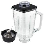 LMEI Replacement Parts 5-Cups Square Top Glass Jar Assembly With Blade，Compatible with Oster Classic Series Blender and Osterizer blender