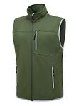 YSENTO Men's Golf Vest Lightweight Softshell Windproof Hiking Running Sleeveless Jackets Army Green 2X