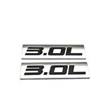 2X Metal 3.0L Car Emblem Door Fedner Sticker Premium Sport Turbo 3D 3.0 Logo Auto Badge Side Wing Decal (3.0L,Silver&Black)