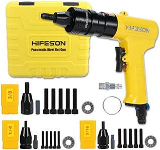 HIFESON Pneumatic Rivet Nut Gun with 1/4 & 5/16 & 3/8 Self-Locking Head Gun,Quick-Change Mandrels,Industrial Grade Adjustable Speed Air Rivnut Gun