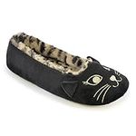 Ladies Animal Character Ballet Slip On Slippers (5-6 M UK (38-39 EU), Black Cat)