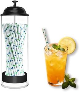 PracFlairy Straw Holder,Straw dispenser with Stainless Steel Lid,Holds straws up to 8.5 inches,for home kitchen,countertop,restaurant Drinking straw container Black