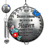 BANBERRY DESIGNS Mom Memorial Windchime - Sympathy Wind Chimes Because Someone We Love is in Heaven, There's a Little Bit of Heaven in Our Home - Loss of a Mother Gift Idea - Approx. 21 Inches Long