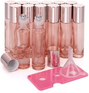 Kesell 14-Pack 10ml Glass Roller Bottles for Essential Oils - Travel- Refillable Perfume Bottles with Stainless Steel Roller Balls, Caps - Funnel for Aromatherapy, Perfumes, and Body Oils