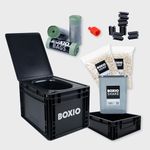 BOXIO Toilet MAX+ Starter Kit, portable camping toilet, composting toilet 15.7" x 11.8" x 11.0", Made in Germany