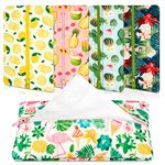 Sherr 5 Pieces Tissues Purse Pocket Tissue Holder Reusable Travel Tissue Pouch Fabric Zipper Enclosed Small Size Flower Pattern Tissue Holder for Purse Coins for Summer, 5.25 x 3 Inch