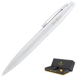 Engraved Cross Calais Ballpoint Pen in Lustrous Chrome with Smooth Black Ink and Gift Box. Custom Personalized Gift for Graduation or Business.