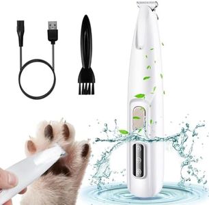 Tondeuse à poils de pattes de chien, rechargeable par USB, 40 dB à faible bruit, avec LED, pour pattes, yeux, oreilles, visage, croupe (blanc)