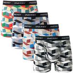 INNERSY Mens Underwear Multipack Soft Underpants Open Fly Trunks Colourful Boxers Pack of 4 (L, Colorful Cube)