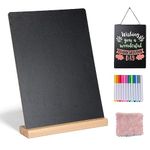 11.7x16.5 Inch Tabletop Chalkboard with Beech Base, Menu Chalkboard Stand, Message Board, Bar and Special Event Decorations, Hanging Double-Sided Chalkboard Sign for DIY Home Decoration