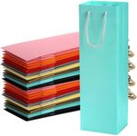 WUWEOT 32 Pack Colorful Wine Gift Bags, Wine Bottle Paper Bags Bulk, Reusable Cardboard Single Bottle Carry Tote with Handle for Wedding Birthday Housewarming Party Supplies