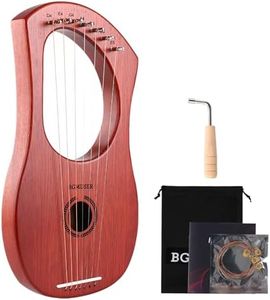 BGMUSER Lyre Harp 7 Strings with Bag,Tuning Wrench,Metal Strings, Mahogany Body and Bone Saddle,Mini Harp Instrument for Beginner
